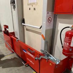Barrière de rétention des eaux d'incendies installée à l'entreprise Kimmel.
